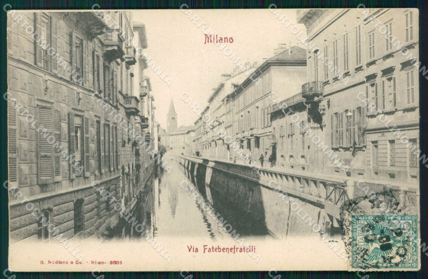 Milano Città Via Fatebenefratelli Naviglio PIEGHINA cartolina KF3209 – fronte