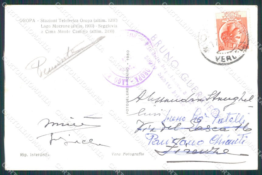 Biella Oropa Teleferica Seggiovia Lago Mucrone Foto cartolina KF3220 – retro
