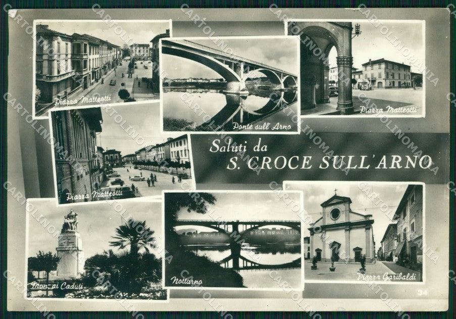 Pisa Santa Croce sull'Arno Saluti da PIEGHINA Foto FG cartolina KF3262 – fronte