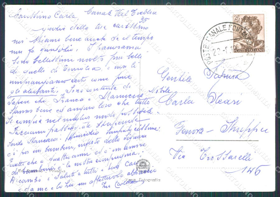 Genova Fontanigorda Canale Val Trebbia Foto FG cartolina KF3278 – retro