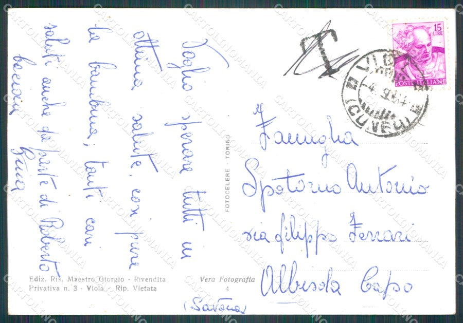 Cuneo Viola Foto FG cartolina KF3289 – retro