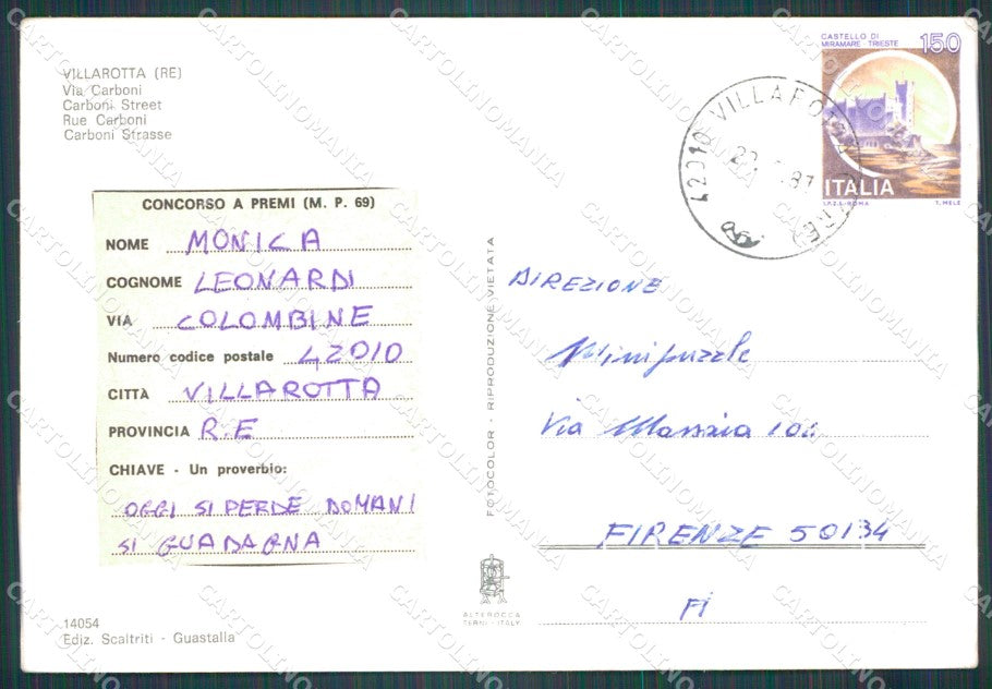 Reggio Emilia Luzzara Villarotta Auto Foto FG cartolina KF3308 – retro