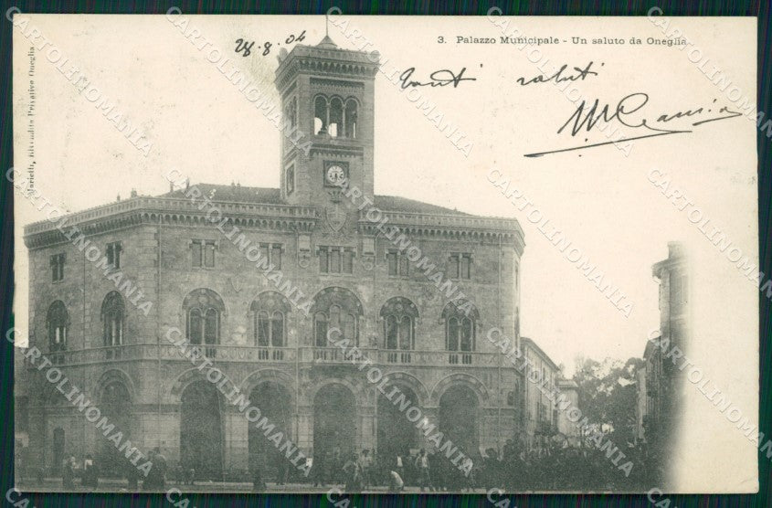 Imperia Oneglia città palazzo municipale postcard cartolina KF3315 – fronte
