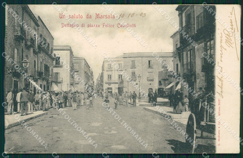 Trapani Marsala piazza felice Cavallotti Modiano postcard cartolina KF3363 – fronte