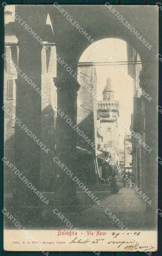 Bologna città via asse PIEGA postcard cartolina KF3373 – fronte