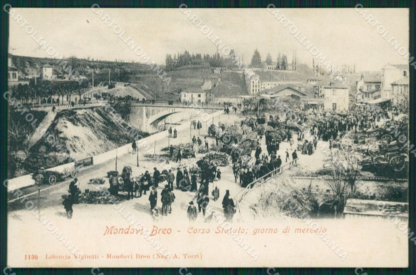 Cuneo Mondovì Breo corso statuto mercato postcard cartolina KF3401 – fronte