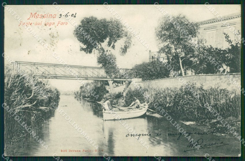 Messina città ponte sul lago faro postcard cartolina KF3421 – fronte