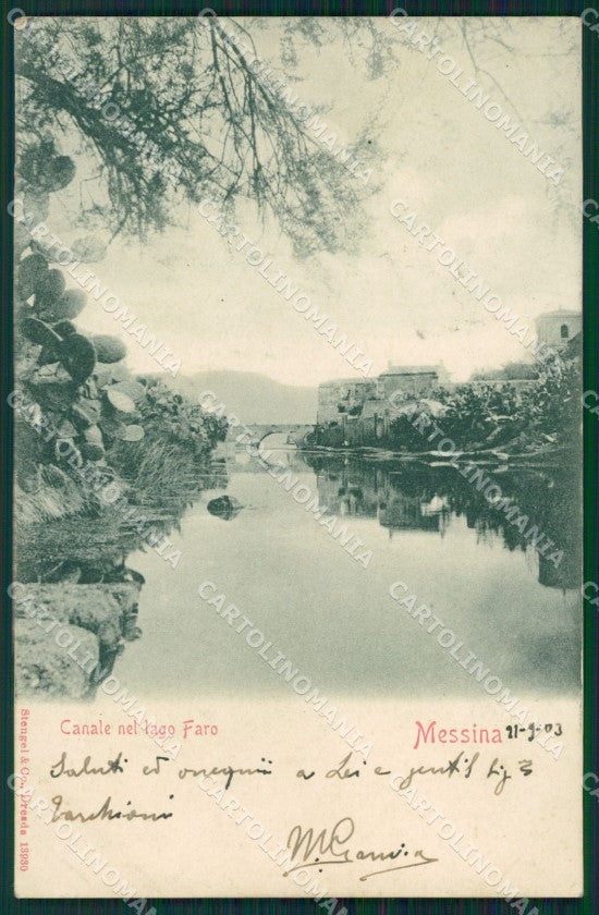 Messina città canale nel lago faro postcard cartolina KF3427 – fronte