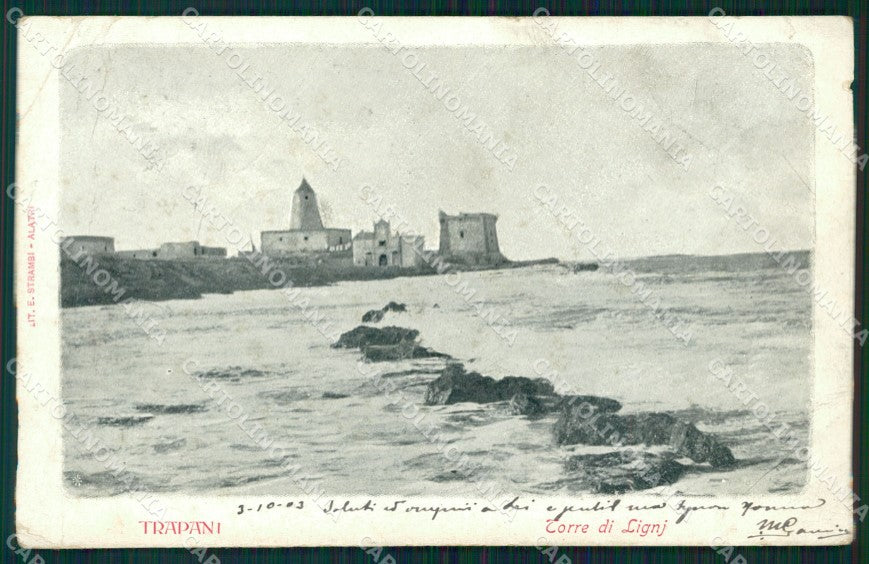 Trapani città torre di Ligni PIEGHINA postcard cartolina KF3437 – fronte