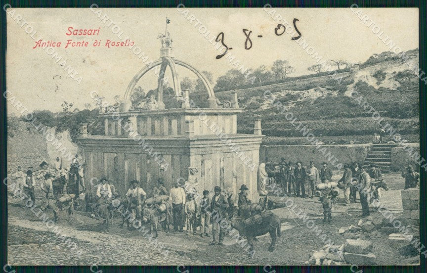 Sassari città antica fonte di Rossello costumi postcard cartolina KF3449 – fronte