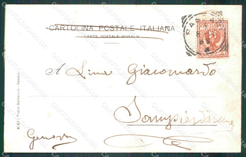 Sassari città antica fonte di Rossello costumi postcard cartolina KF3449 – retro