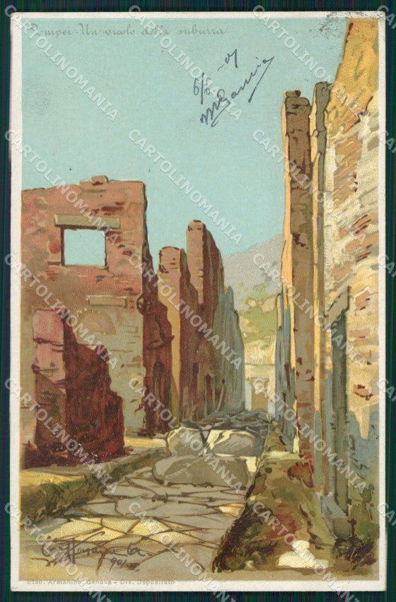 Napoli Pompei vicolo della Suburra Craffonara postcard cartolina KF3495 – fronte