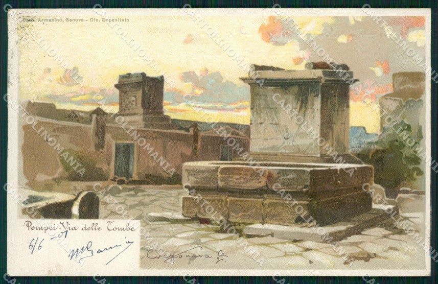 Napoli Pompei via delle tombe Craffonara postcard cartolina KF3496 – fronte