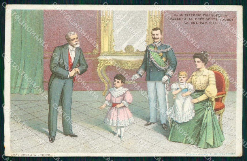 Politica Vittorio Emanuele III Savoia Loubet Italia Francia cartolina KF3625 – fronte