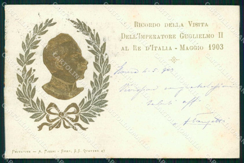 Royalty Reali Kaiser Wilhelm II Ricordo Visita Roma 1903 cartolina KF3629 – fronte