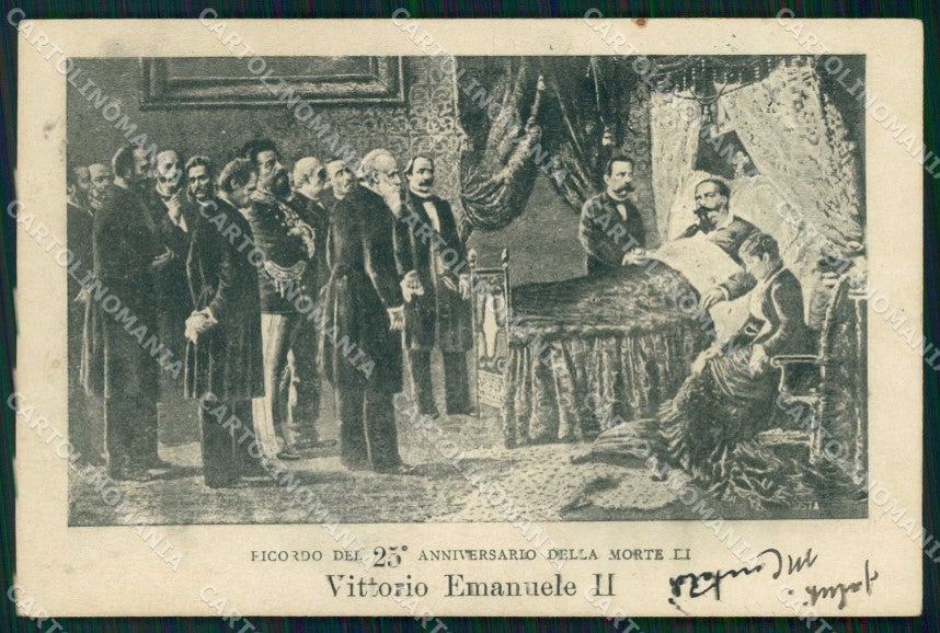 Royalty Reali Vittorio Emanuele II 25° Anniversario Morte cartolina KF3641 – fronte