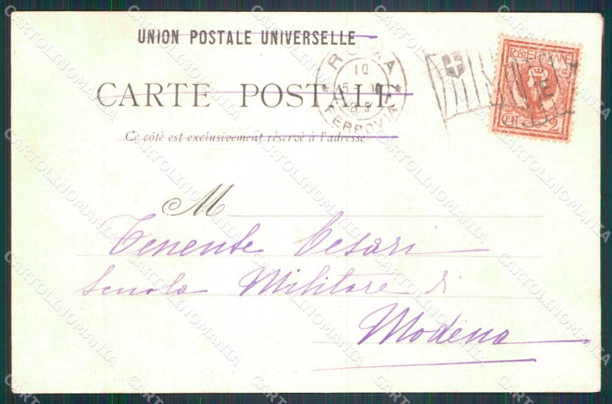 Politica Vittorio Emanuele III Loubet Francia Roma 1904 cartolina KF3653 – retro