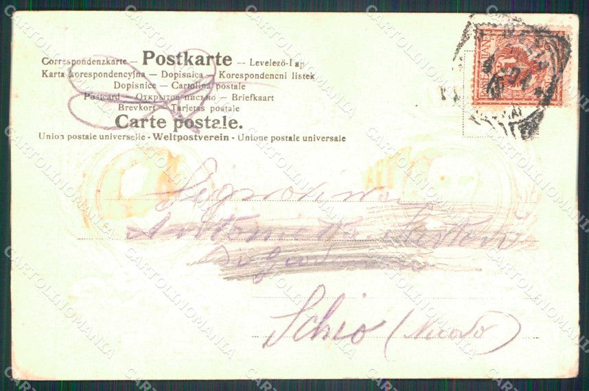 Politica Vittorio Emanuele III Loubet Francia Roma 1904 cartolina KF3654 – retro