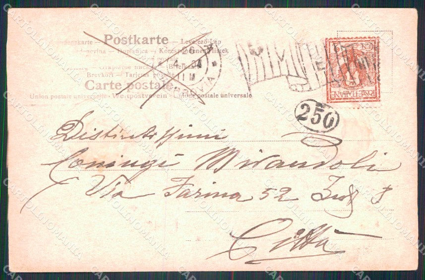 Politica Vittorio Emanuele III Loubet Francia Roma 1904 PIEGA cartolina KF3655 – retro