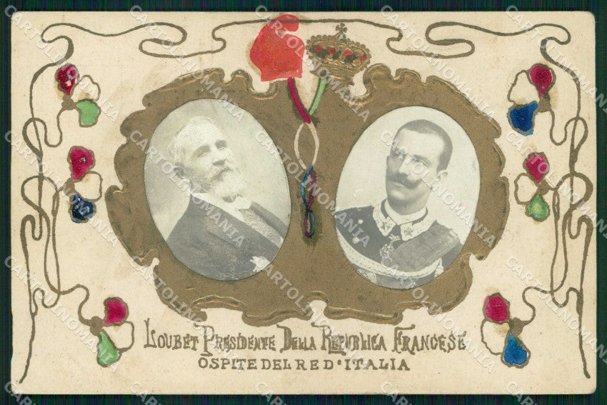 Politica Vittorio Emanuele III Loubet Francia Roma 1904 Foto cartolina KF3656 – fronte