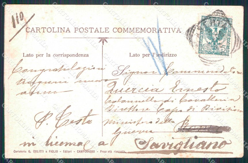 Royalty Reali Vittorio Emanuele III Savoia Visita Campobasso Tricolore cp KF3662 – retro