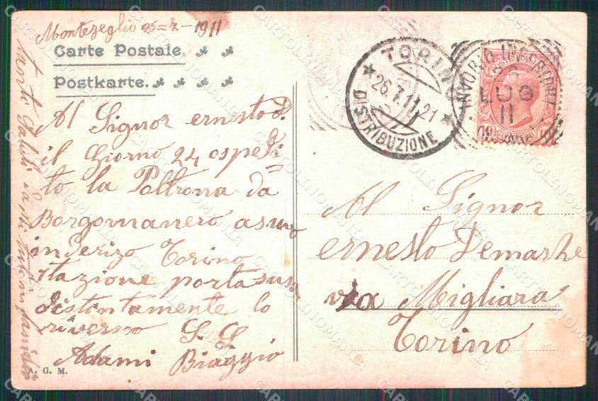 Royalty Reali Vittorio Emanuele Tunnel Sempione Svizzera PIEGA cartolina KF3663 – retro