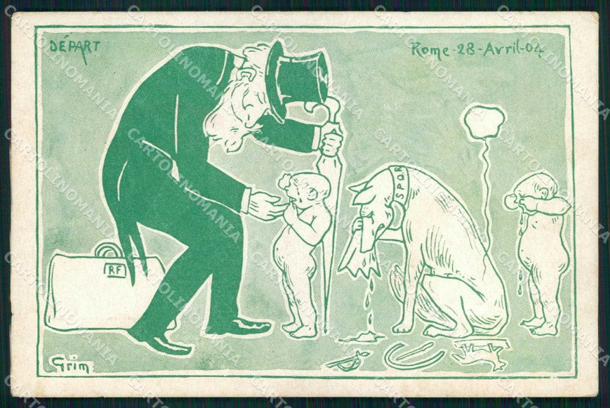 Politica Visita Loubet Italia Francia 1904 Grim cartolina KF3664 – fronte