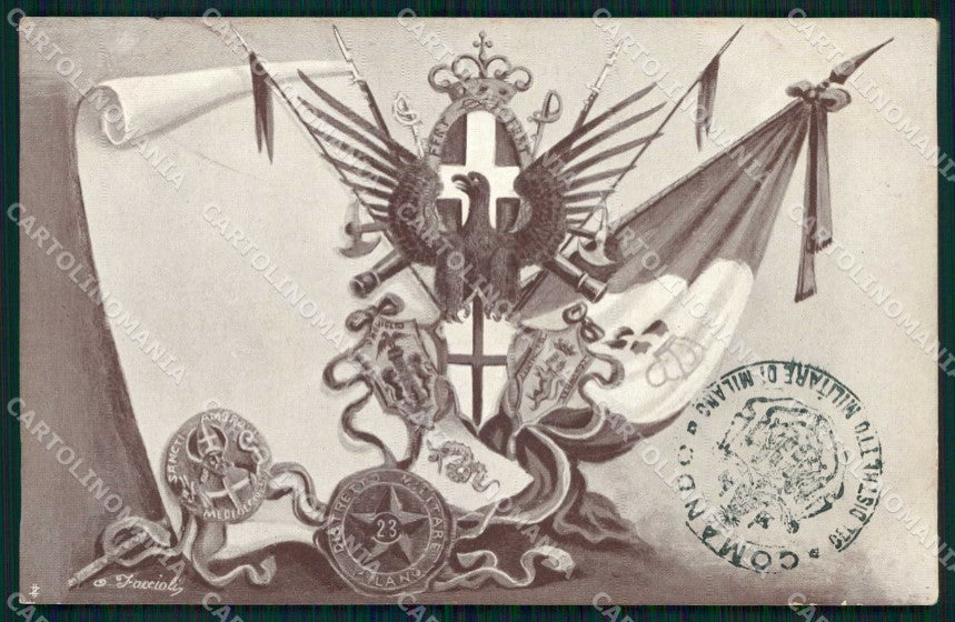 Militari Reggimentali 23° Distretto Militare Milano Treviglio cartolina KF3673 – fronte