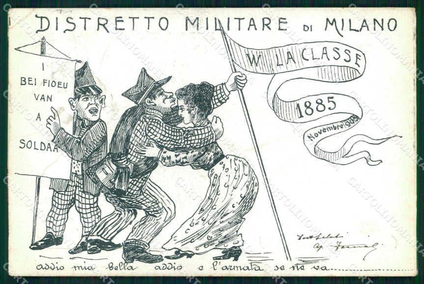 Militari Reggimentali Distretto Militare Milano Reclute PIEGA cartolina KF3686 – fronte