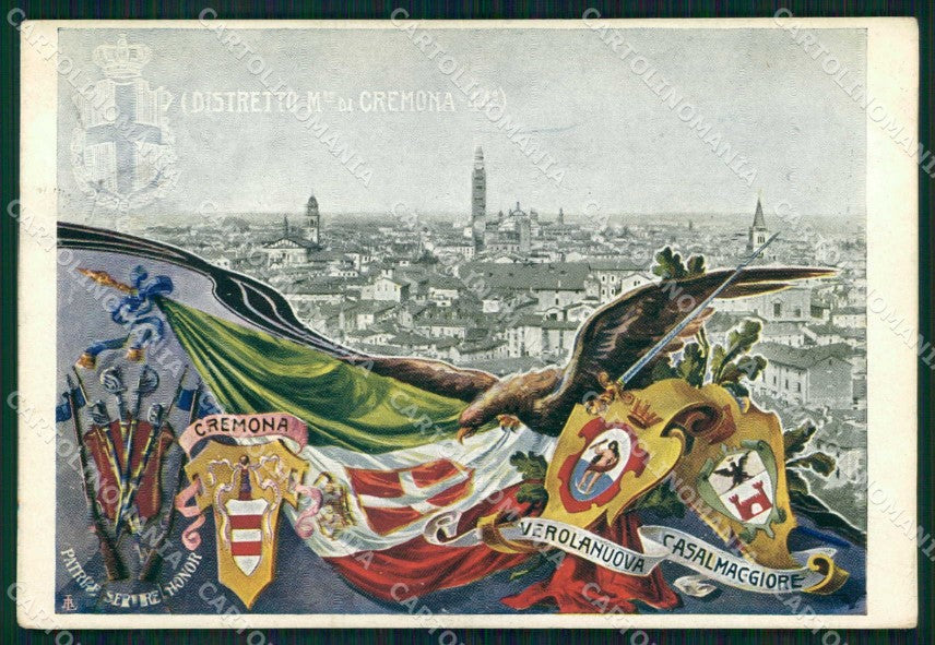 Militari Reggimentali 44° Distretto Militare Cremona Tricolore cartolina KF3699 – fronte