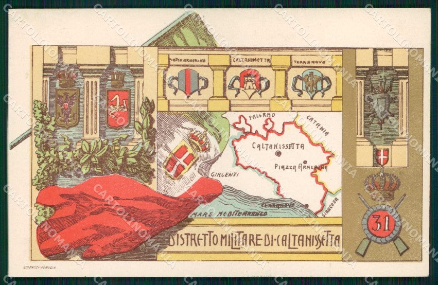 Militari Reggimentali 31° Distretto Militare Caltanissetta Tricolore cp KF3701 – fronte