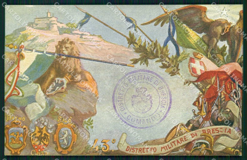 Militari Reggimentali 43° Distretto Militare Brescia Breno Salò cartolina KF3715 – fronte