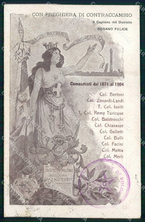 Militari Reggimentali Distretto Militare Bologna Capitano PIEGA cartolina KF3731 – fronte