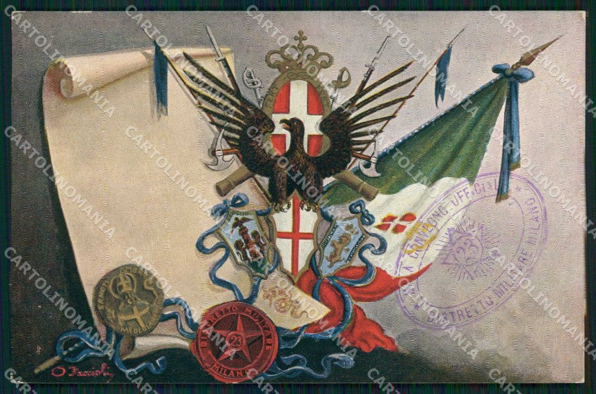 Militari Reggimentali 23° Distretto Militare Milano cartolina KF3756 – fronte