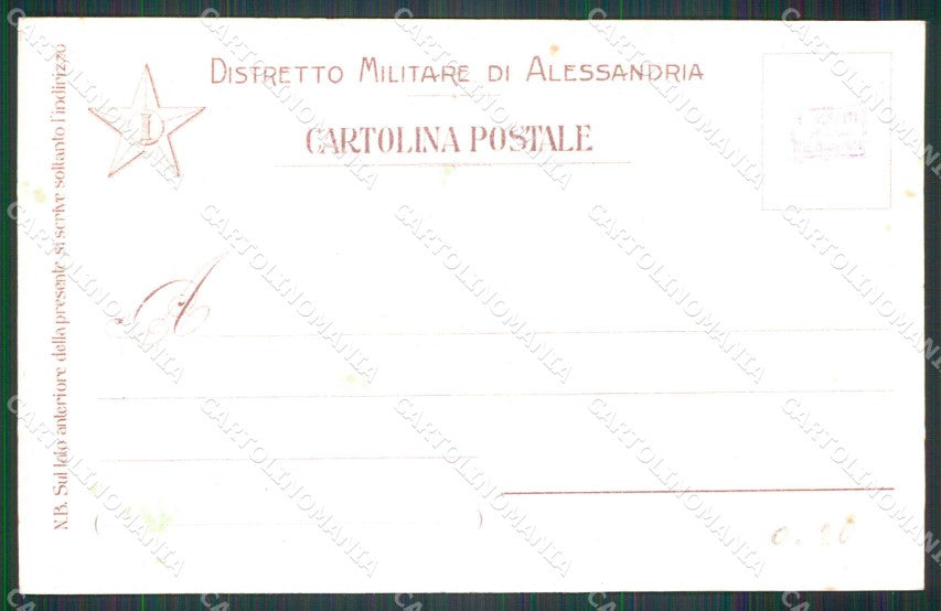 Militari Reggimentali 1° Distretto Militare Alessandria cartolina KF3759 – retro