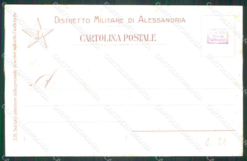 Militari Reggimentali 1° Distretto Militare Alessandria cartolina KF3760 – retro