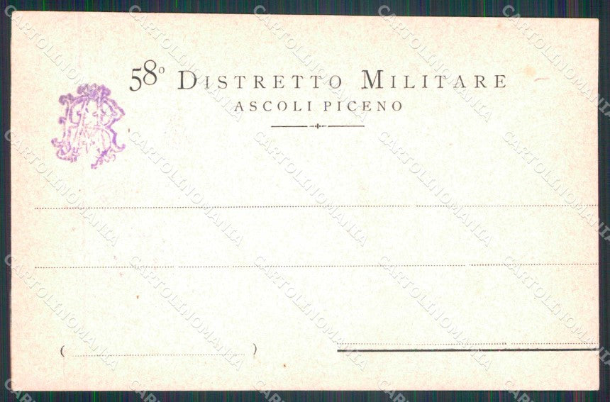 Militari 58° Distretto Militare Ascoli Piceno Alpini Tricolore cartolina KF3773 – retro