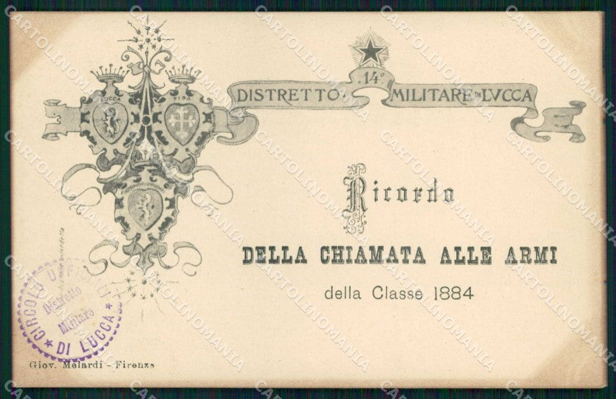 Militari Reggimentali 14° Distretto Militare Lucca Classe 1884 cartolina KF3785 – fronte
