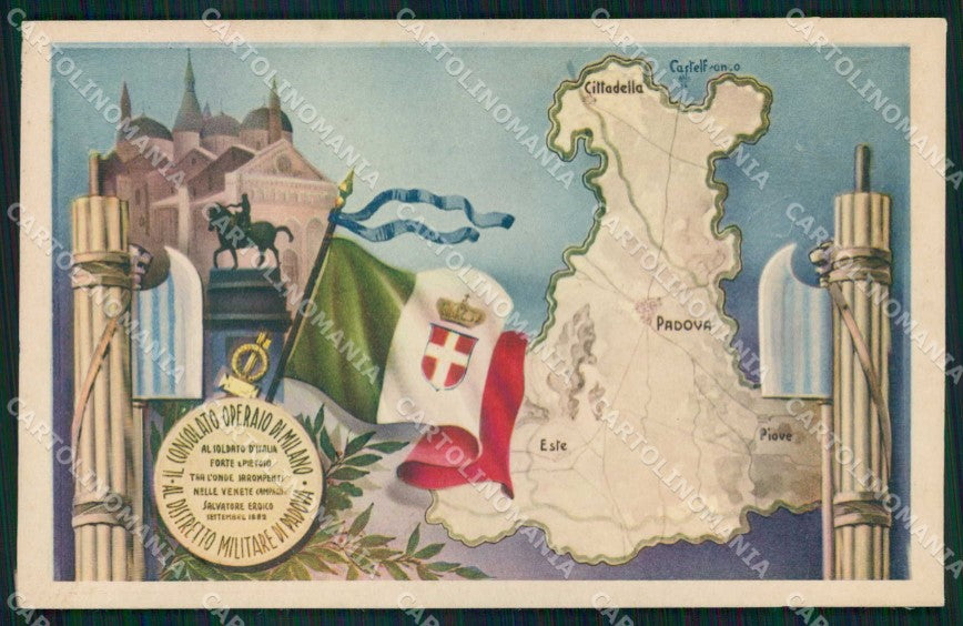 Militari Tricolore 29° Distretto Padova Fascismo SCOLLATA cartolina KF3796 – fronte