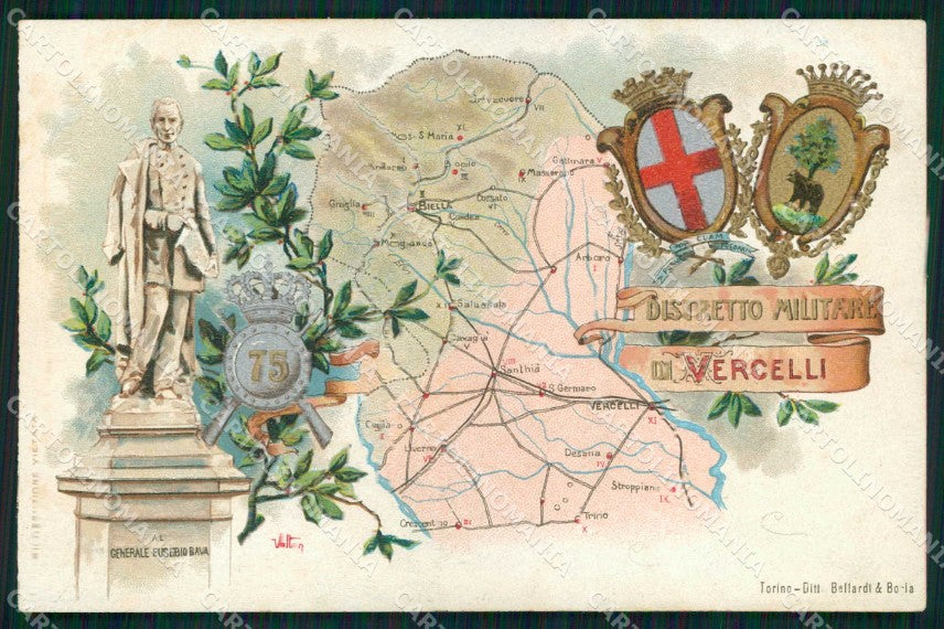 Militari Reggimentali 75° Distretto Militare Vercelli cartolina KF3801 – fronte