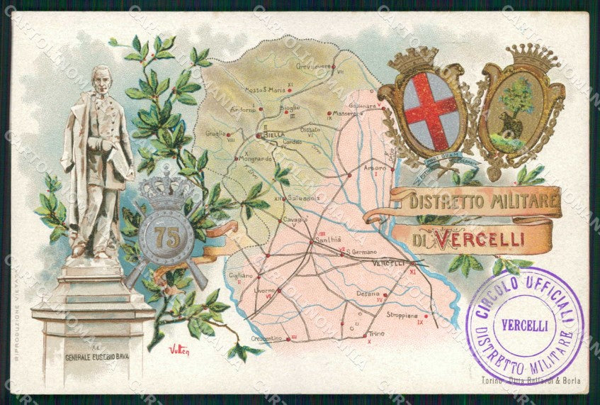 Militari Reggimentali 75° Distretto Militare Vercelli cartolina KF3802 – fronte