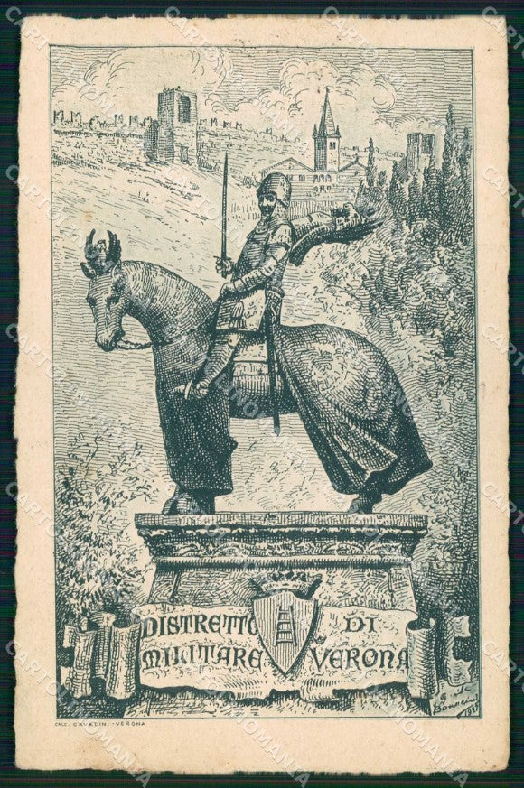 Militari Reggimentali Distretto Militare Verona 1927 PIEGATA cartolina KF3804 – fronte