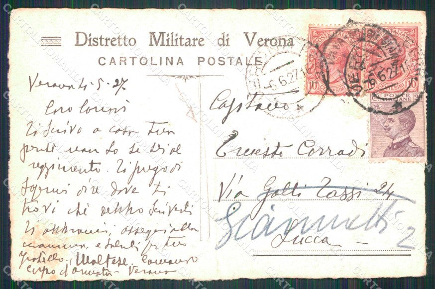 Militari Reggimentali Distretto Militare Verona 1927 PIEGATA cartolina KF3804 – retro