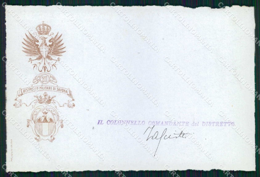 Militari Reggimentali 71° Distretto Militare Savona cartolina KF3835 – fronte