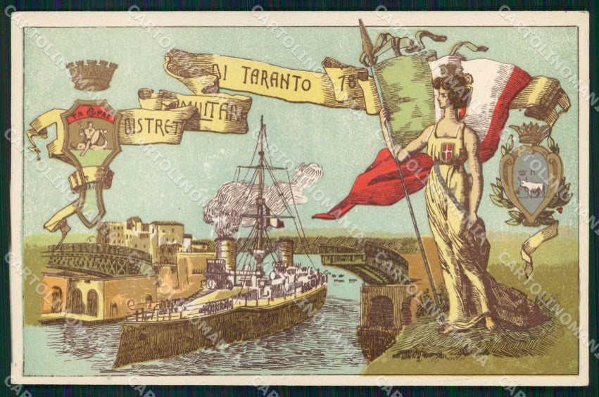 Militari Reggimentali 78° Distretto Militare Taranto Tricolore cartolina KF3844 – fronte