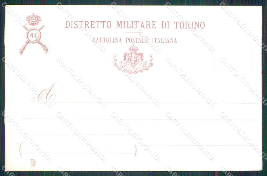 Militari Reggimentali 41° Distretto Militare Torino Tricolore cartolina KF3846 – retro