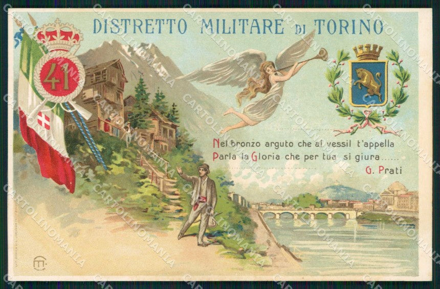 Militari Reggimentali 41° Distretto Militare Torino Tricolore cartolina KF3847 – fronte