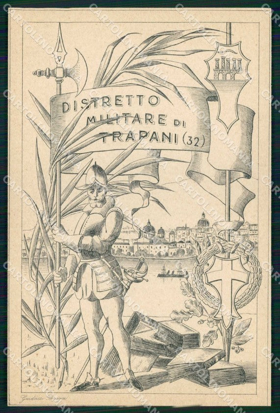 Militari Reggimentali 32° Distretto Militare Trapani cartolina KF3849 – fronte