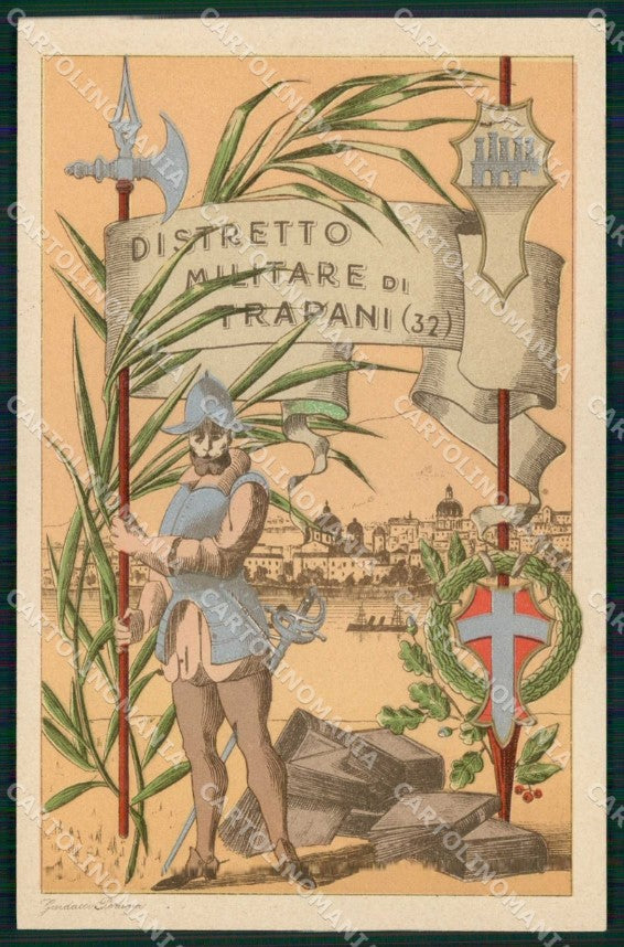 Militari Reggimentali 32° Distretto Militare Trapani cartolina KF3850 – fronte