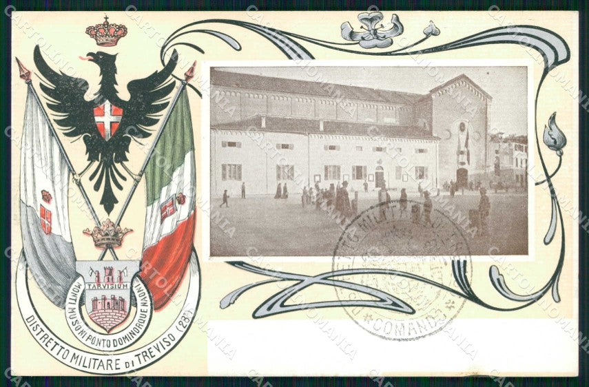 Militari Reggimentali 28° Distretto Militare Treviso Tricolore cartolina KF3854 – fronte